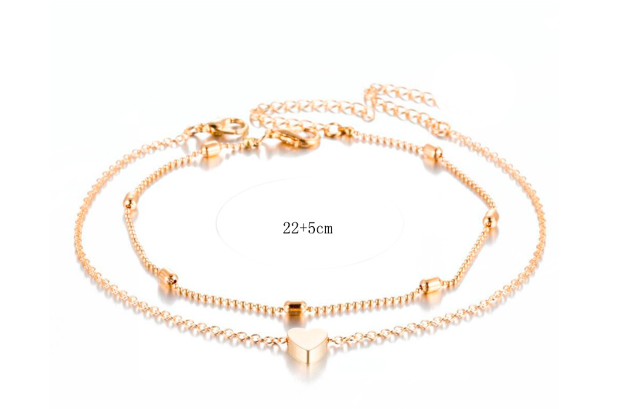 Beaded Anklet with Large Heart