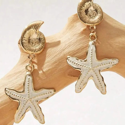 Starfish Charms Dangle Stud Earrings