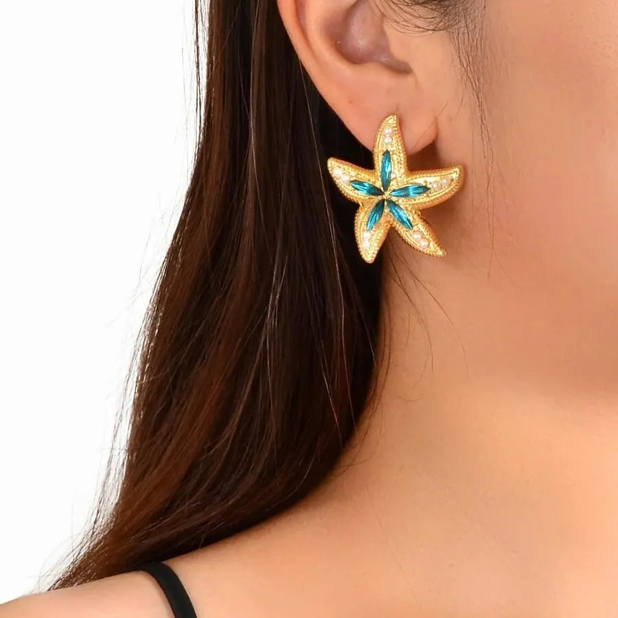 Starfish Charms Dangle Stud Earrings