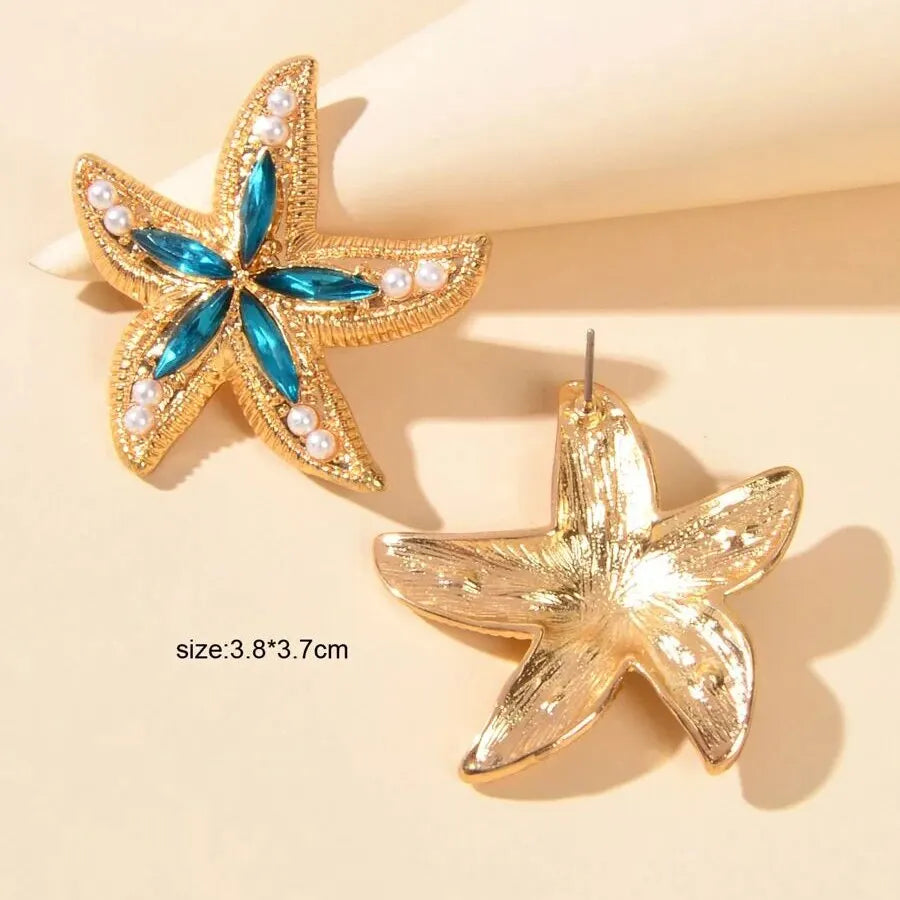 Starfish Charms Dangle Stud Earrings