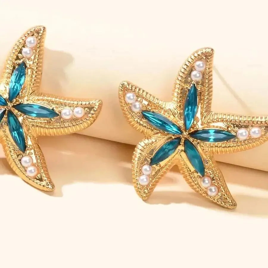 Starfish Charms Dangle Stud Earrings