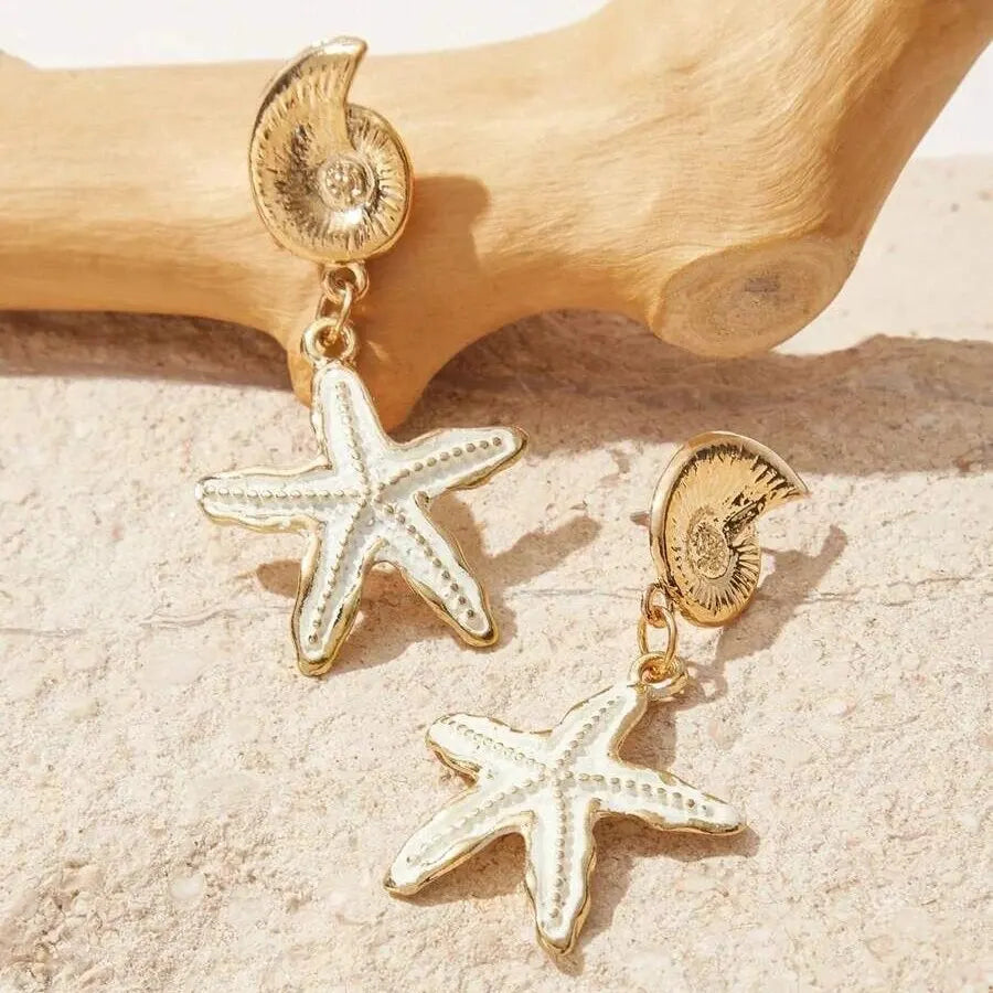 Starfish Charms Dangle Stud Earrings