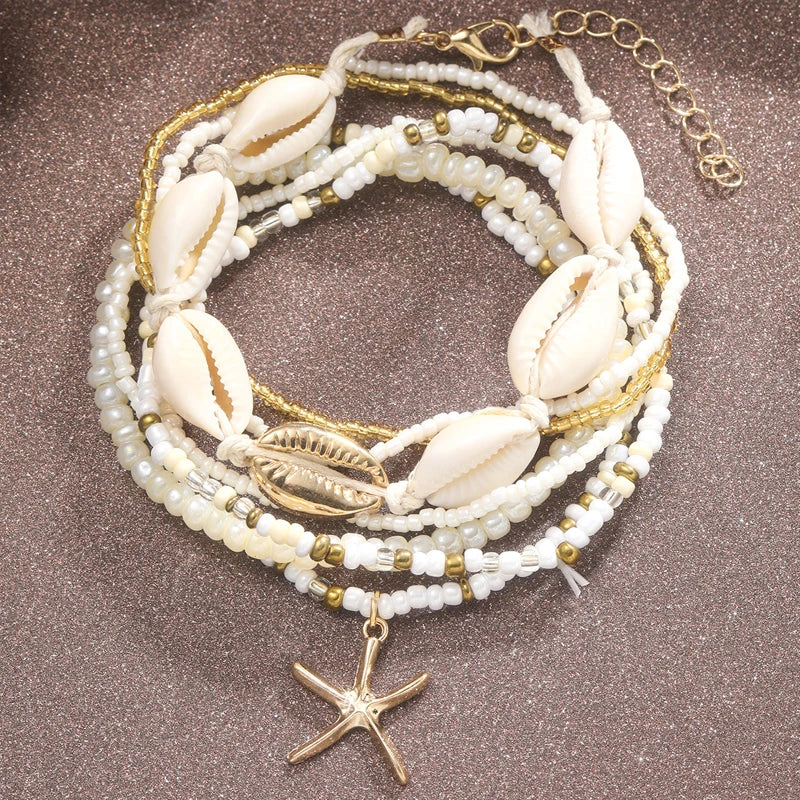 7pc/set Bohemian Starfish Pendant Anklet