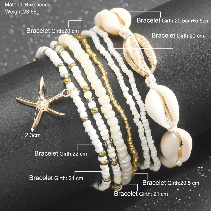 7pc/set Bohemian Starfish Pendant Anklet