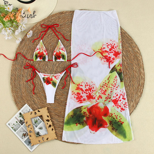Floral Print Bikini with Skirt